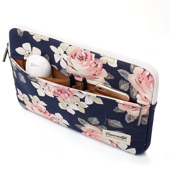 14 inch Floral Laptop Sleeve with front pocket - Picture 7 of 7